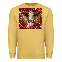Antique Gold christmas heifer with candy canes Premium Sweatshirt - BarkalooDesign