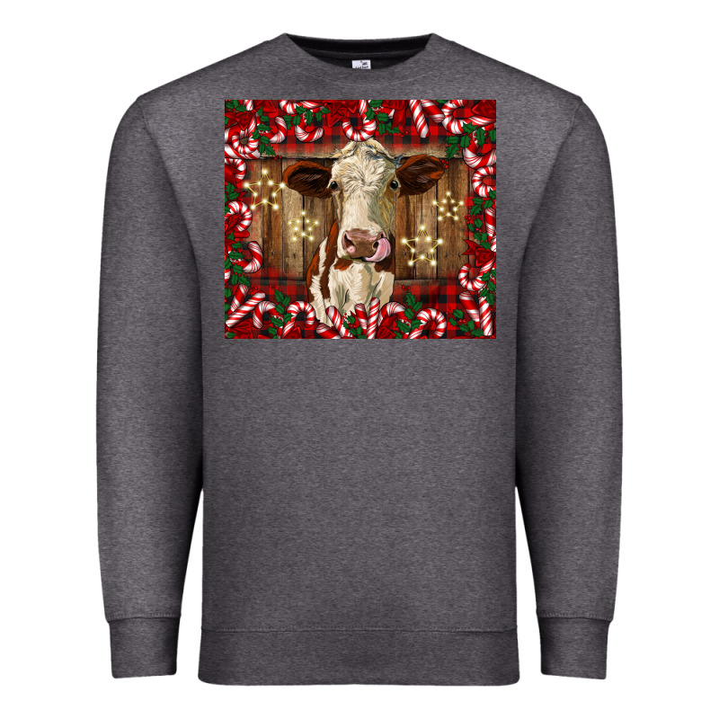 Christmas Heifer With Candy Canes Premium Sweatshirt by BarkalooDesign | Teevron