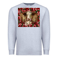 Heather Grey christmas heifer with candy canes Premium Sweatshirt - BarkalooDesign