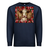 Navy christmas heifer with candy canes Premium Sweatshirt - BarkalooDesign