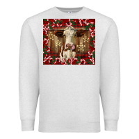 Oatmeal Heather christmas heifer with candy canes Premium Sweatshirt - BarkalooDesign