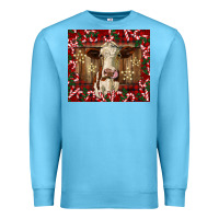 Ocean Blue christmas heifer with candy canes Premium Sweatshirt - BarkalooDesign