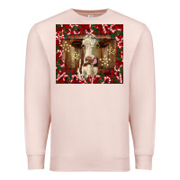 Pale Pink christmas heifer with candy canes Premium Sweatshirt - BarkalooDesign