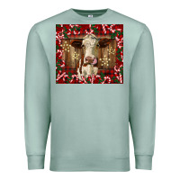 Seafoam christmas heifer with candy canes Premium Sweatshirt - BarkalooDesign