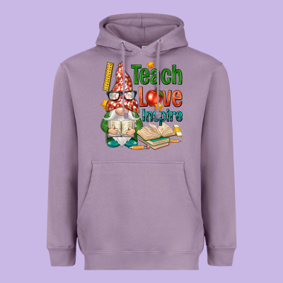Gnome Teach Love Inspire Heavyweight Hoodie Designed By Nancycooperartshop