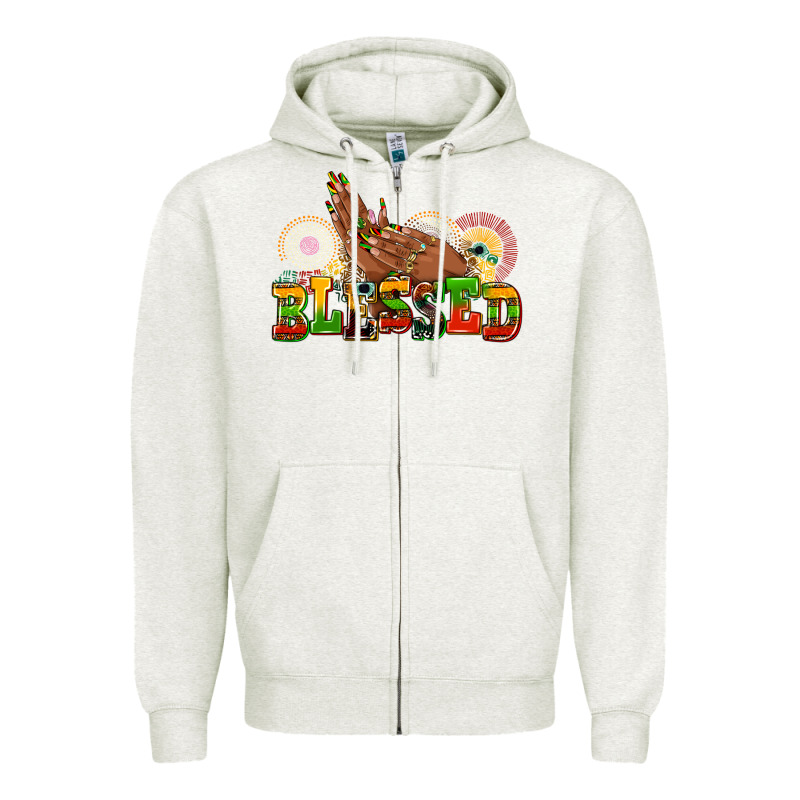 Blessed Afro Woman Hands Zipper Hoodie by AdoDesignShop | Teevron
