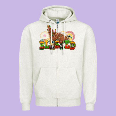 Blessed Afro Woman Hands Zipper Hoodie Designed By Adodesignshop