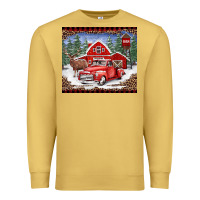 Antique Gold Christmas farm reindeer and truck Premium Sweatshirt - BarkalooDesign