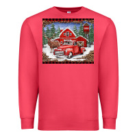 Cardinal Christmas farm reindeer and truck Premium Sweatshirt - BarkalooDesign