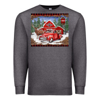 Charcoal Heather Christmas farm reindeer and truck Premium Sweatshirt - BarkalooDesign