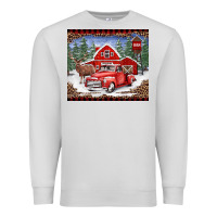 Dove Grey Christmas farm reindeer and truck Premium Sweatshirt - BarkalooDesign