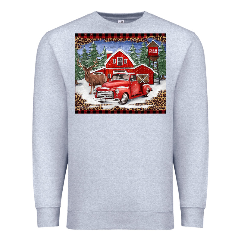 Christmas Farm Reindeer And Truck Premium Sweatshirt by BarkalooDesign | Teevron