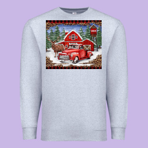 Christmas Farm Reindeer And Truck Premium Sweatshirt Designed By Barkaloodesign