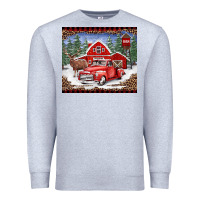 Heather Grey Christmas farm reindeer and truck Premium Sweatshirt - BarkalooDesign