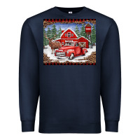 Navy Christmas farm reindeer and truck Premium Sweatshirt - BarkalooDesign
