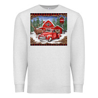 Oatmeal Heather Christmas farm reindeer and truck Premium Sweatshirt - BarkalooDesign