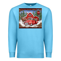 Ocean Blue Christmas farm reindeer and truck Premium Sweatshirt - BarkalooDesign