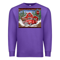 Purple Christmas farm reindeer and truck Premium Sweatshirt - BarkalooDesign