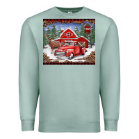 Seafoam Christmas farm reindeer and truck Premium Sweatshirt - BarkalooDesign