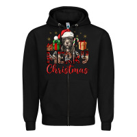 Black merry christmas pitbull Zipper Hoodie - JahusDesignShop