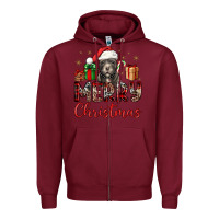 Burgundy merry christmas pitbull Zipper Hoodie - JahusDesignShop
