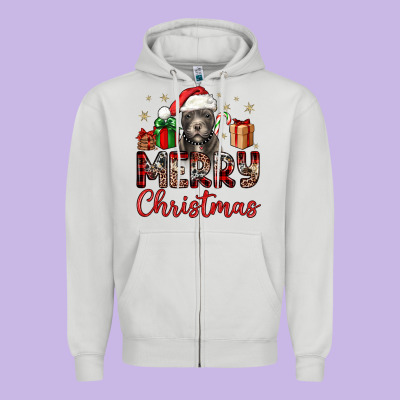 Merry Christmas Pitbull Zipper Hoodie Designed By Jahusdesignshop