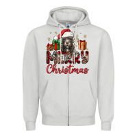 Dove Grey merry christmas pitbull Zipper Hoodie - JahusDesignShop