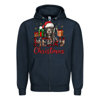 Navy merry christmas pitbull Zipper Hoodie - JahusDesignShop