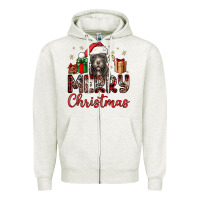 Oatmeal Heather merry christmas pitbull Zipper Hoodie - JahusDesignShop