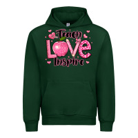 Forest Green teach love inspire teacher valentines day Urban Hoodie - LillyAllenDesigns