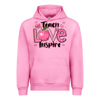 Fuchsia Pink teach love inspire teacher valentines day Urban Hoodie - LillyAllenDesigns