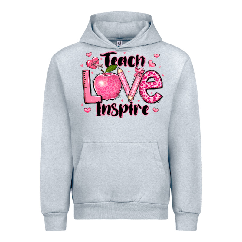 Teach Love Inspire Teacher Valentines Day Urban Hoodie by LillyAllenDesigns | Teevron