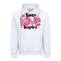 White teach love inspire teacher valentines day Urban Hoodie - LillyAllenDesigns