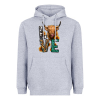 Heather Grey love long haired cow Heavyweight Hoodie - Jasminsmagicworld