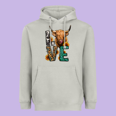 Love Long Haired Cow Heavyweight Hoodie Designed By Jasminsmagicworld
