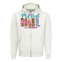 Oatmeal Heather my first nail bbs Zipper Hoodie - BundleAndBundleShop
