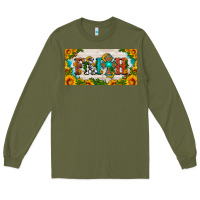 Army Green faith cross and sunflower license plate Long Sleeve Tee - HRA Design Shop