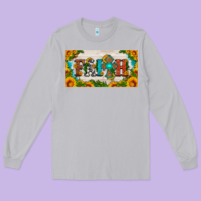 Faith Cross And Sunflower License Plate Long Sleeve Tee Designed By Hra Design Shop