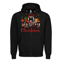 Black merry christmas pug Zipper Hoodie - JahusDesignShop