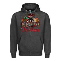 Charcoal Heather merry christmas pug Zipper Hoodie - JahusDesignShop