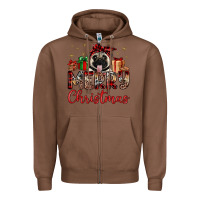 Chestnut merry christmas pug Zipper Hoodie - JahusDesignShop