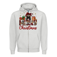 Dove Grey merry christmas pug Zipper Hoodie - JahusDesignShop