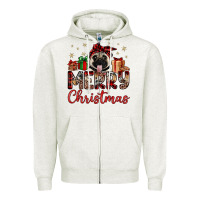 Merry Christmas Pug Zipper Hoodie | Teevron