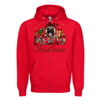 Red merry christmas pug Zipper Hoodie - JahusDesignShop