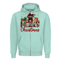 Seafoam merry christmas pug Zipper Hoodie - JahusDesignShop