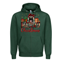 Sports Green merry christmas pug Zipper Hoodie - JahusDesignShop