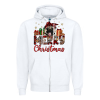 White merry christmas pug Zipper Hoodie - JahusDesignShop