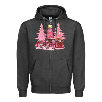 Charcoal Heather pink christmas trees with gift box bbs Zipper Hoodie - BundleAndBundleShop