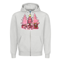 Dove Grey pink christmas trees with gift box bbs Zipper Hoodie - BundleAndBundleShop
