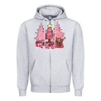 Heather Grey pink christmas trees with gift box bbs Zipper Hoodie - BundleAndBundleShop